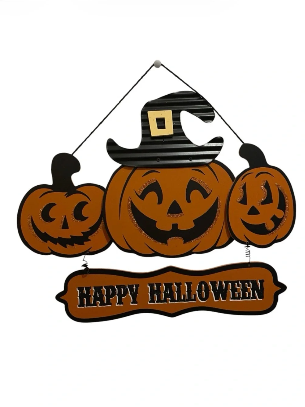 Halloween Pumpkin Trio Hanging Sign - Orange and Black